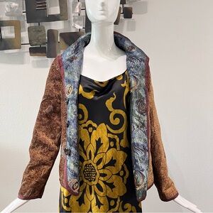 Yak Magic Nepal Reversible Button Up Jacket Tapestry Embroidered Womens Top READ